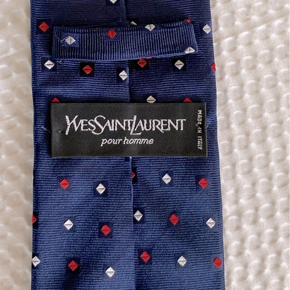 Yves Saint Laurent Tie Blue and Red Silk Classic